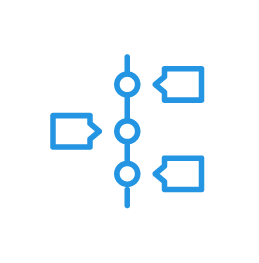 Icon of multiple rectangles on a vertical timeline